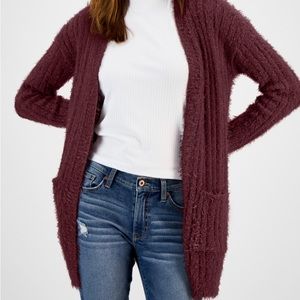 Hippie Rose Juniors' Eyelash-Texture Open-Front Cardigan, new with tags size XS